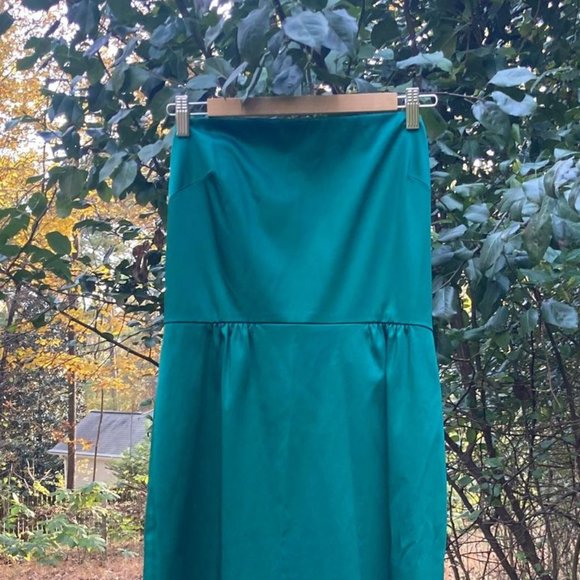 Talbots Green Satin formal prom evening dress full length 12 - Picture 1 of 3